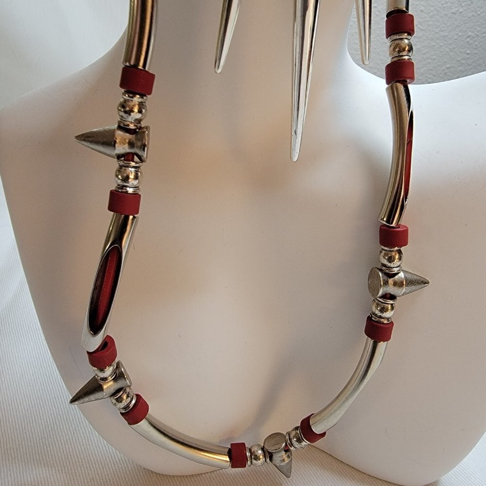Red Spike Punk Gothic Wednesday Necklace Halloween